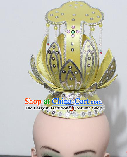 Chinese Traditional Peking Opera Hair Accessories Ancient Prince Yellow Lotus Hair Crown Headwear for Men