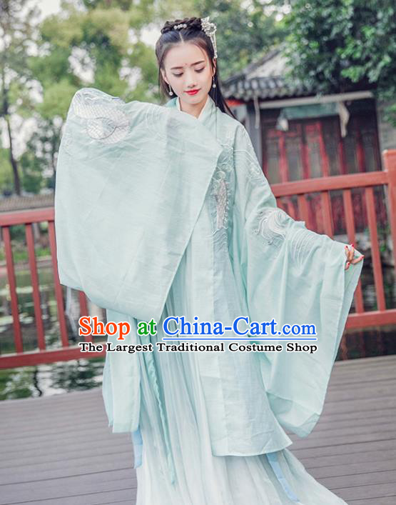 Chinese Ancient Tang Dynasty Imperial Consort Embroidered Costumes Traditional Fairy Hanfu Dress for Women