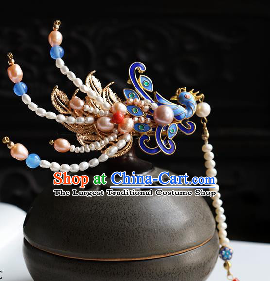 Chinese Traditional Hair Accessories Ancient Handmade Cloisonne Phoenix Hairpins for Women