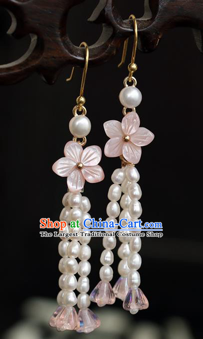 Chinese Traditional Jewelry Accessories Ancient Hanfu Pearls Tassel Earrings for Women
