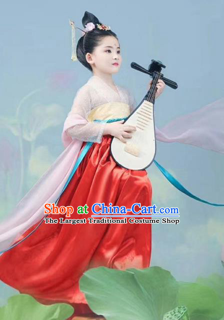 Traditional Chinese Ancient Peri Princess Costumes and Headpiece for Kids