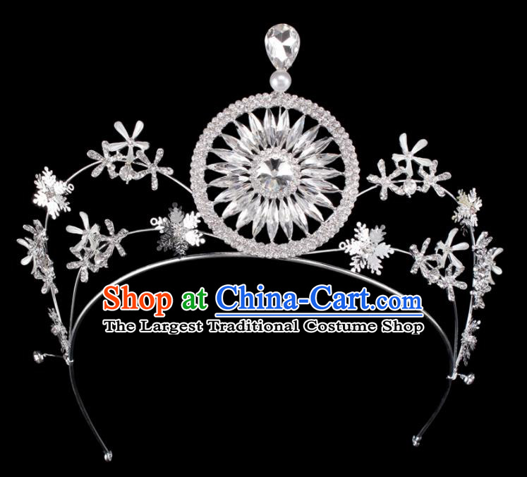 Baroque Wind Hair Accessories Bride Retro Crystal Argent Royal Crown for Women