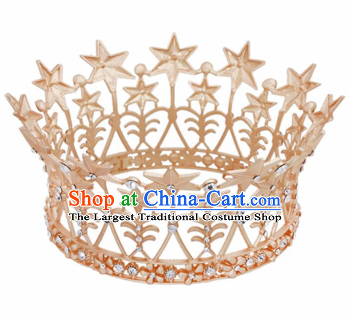 Baroque Wind Retro Hair Accessories Bride Round Golden Royal Crown for Women