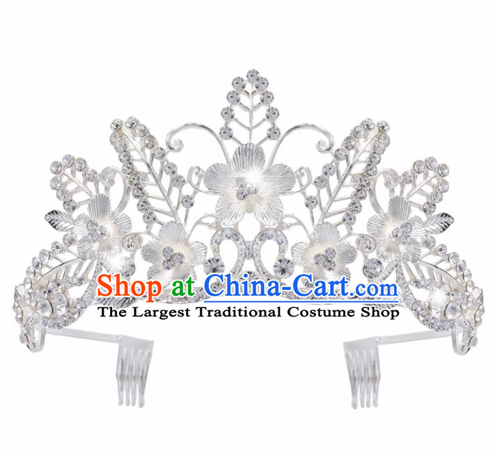 Top Grade Baroque Style Flowers Royal Crown Bride Retro Wedding Hair Accessories for Women