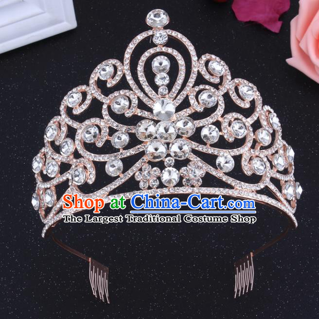 Handmade Wedding Bride Hair Accessories Baroque Princess Retro Crystal Royal Crown for Women