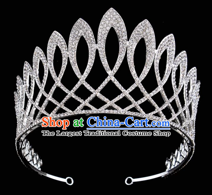 Handmade Wedding Bride Hair Accessories Baroque Queen Retro Rhinestone Royal Crown for Women