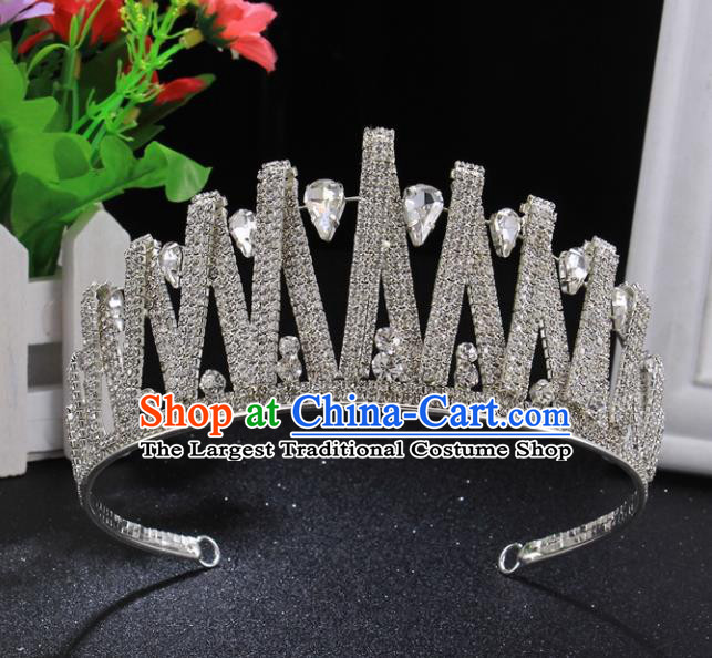 Handmade Wedding Bride Rhinestone Hair Accessories Baroque Princess Retro Crystal Royal Crown for Women