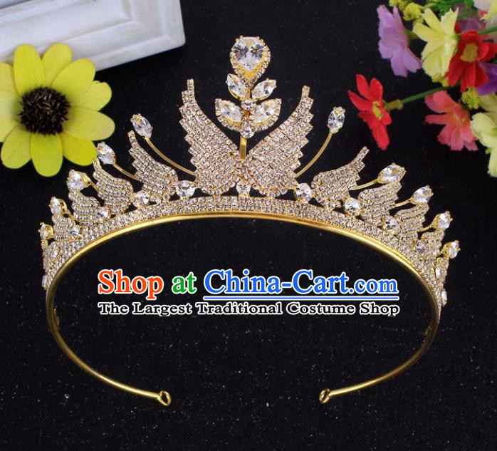 Top Grade Baroque Style Golden Rhinestone Butterfly Royal Crown Bride Retro Wedding Hair Accessories for Women