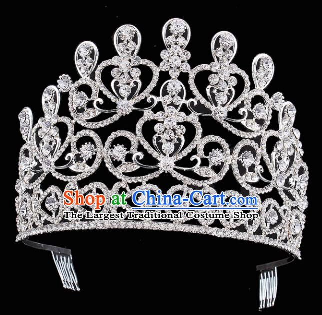 Top Grade Handmade Wedding Crystal Royal Crown Baroque Retro Hair Accessories for Women