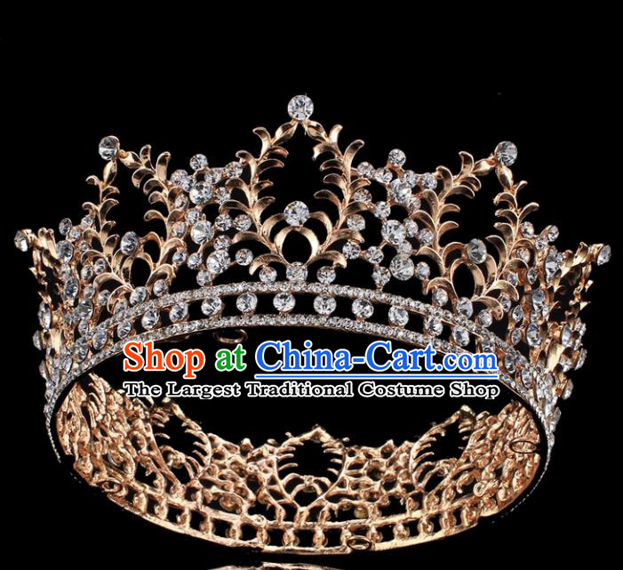 Top Grade Queen Court Crystal Royal Crown Retro Baroque Wedding Bride Hair Accessories for Women
