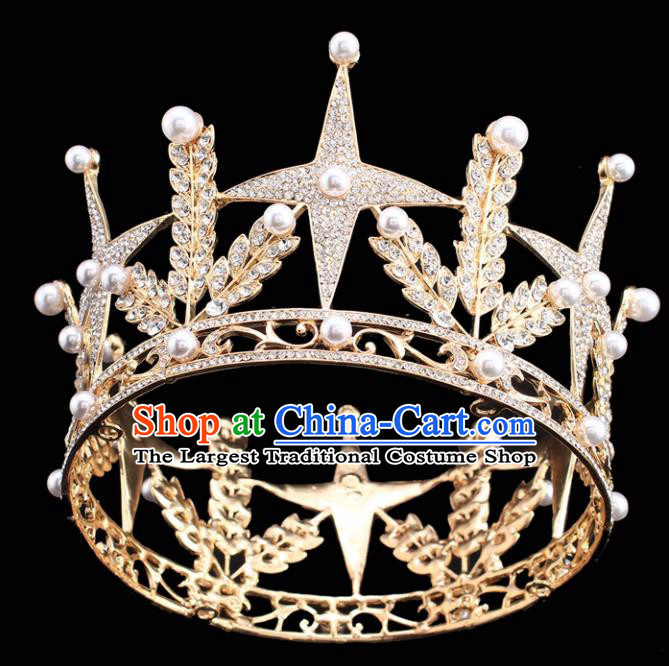 Handmade Bride Wedding Hair Jewelry Accessories Baroque Queen Royal Crown for Women