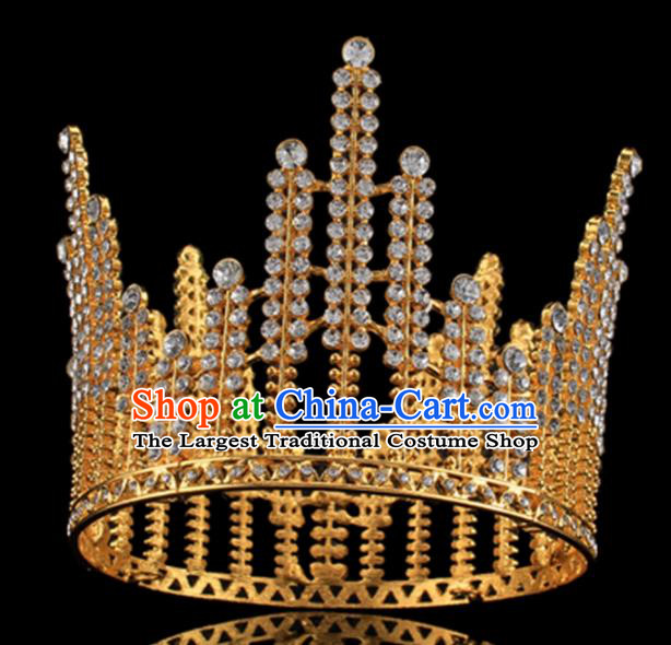 Top Grade Baroque Court Princess Crystal Royal Crown Wedding Bride Hair Accessories for Women