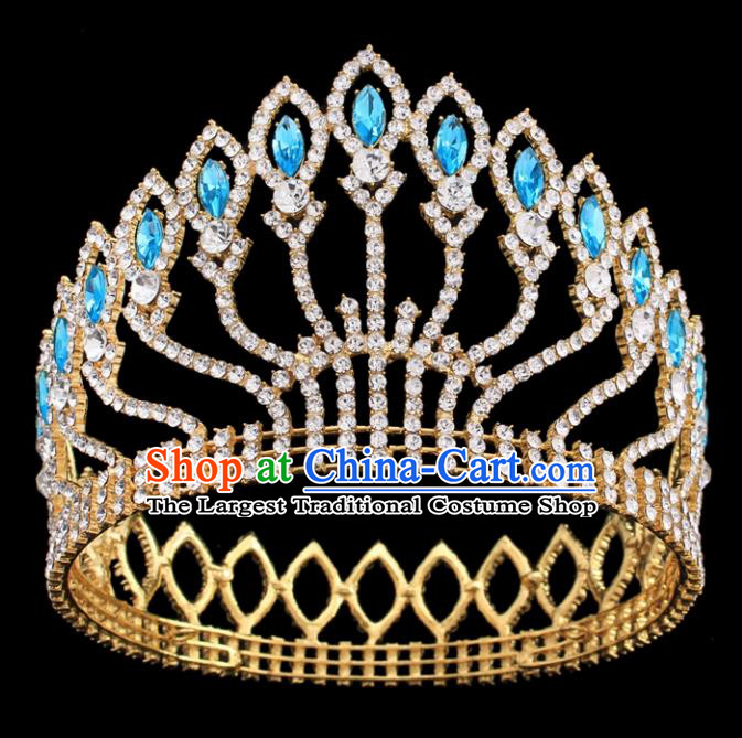 Top Grade Queen Crystal Royal Crown Retro Baroque Wedding Bride Hair Accessories for Women
