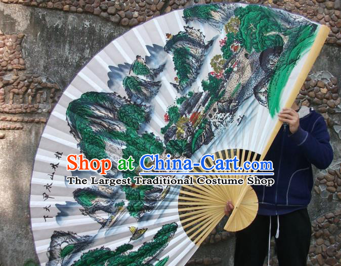 Chinese Traditional Handmade Silk Fans Decoration Crafts Ink Painting Guilin Scenery Wood Frame Folding Fans