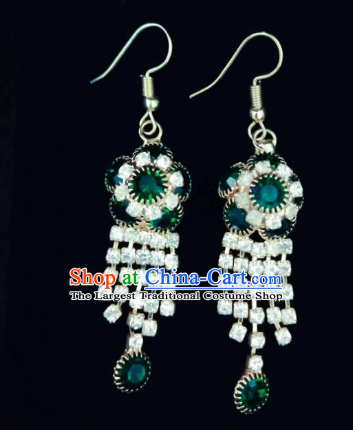 Chinese Ethnic Jewelry Accessories Mongolian Minority Nationality Crystal Earrings for Women