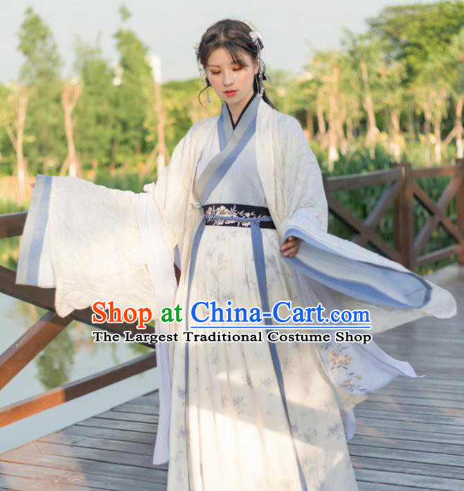 Traditional Chinese Jin Dynasty Princess Costumes Ancient Nobility Lady Embroidered Hanfu Dress for Rich