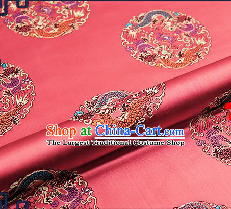 Traditional Chinese Watermelon Red Brocade Fabric Asian Dragons Pattern Design Satin Cushion Silk Fabric Material