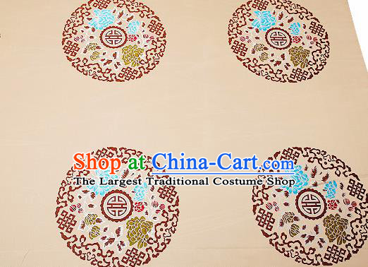 Chinese Traditional Khaki Brocade Fabric Asian Peony Pattern Design Satin Cushion Silk Fabric Material