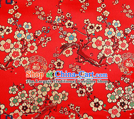 Chinese Traditional Red Brocade Fabric Classical Plum Blossom Pattern Design Satin Tang Suit Silk Fabric Material