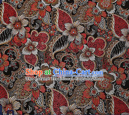 Chinese Traditional Black Brocade Fabric Classical Palace Flowers Pattern Design Satin Tang Suit Silk Fabric Material