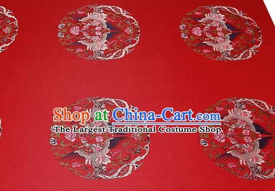 Traditional Chinese Red Brocade Drapery Classical Phoenix Pattern Design Satin Cushion Silk Fabric Material