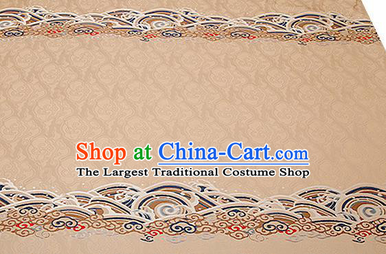 Traditional Chinese Khaki Satin Brocade Drapery Classical Embroidery Clouds Pattern Design Cushion Silk Fabric Material