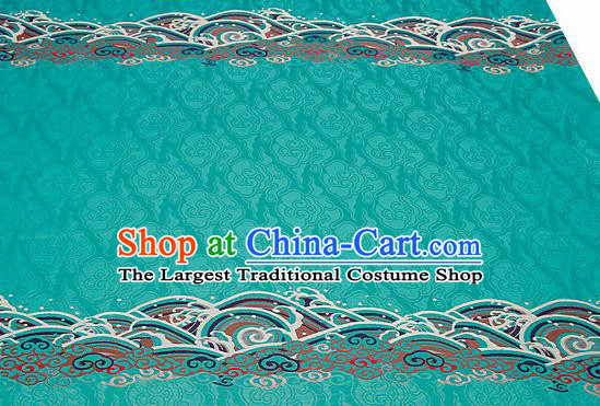 Traditional Chinese Blue Satin Brocade Drapery Classical Embroidery Clouds Pattern Design Cushion Silk Fabric Material