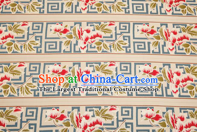 Traditional Chinese Classical Satin Brocade Drapery Embroidery Peony Pattern Design Table Flag Silk Fabric Material