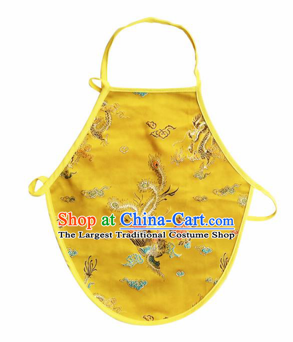 Chinese Classical Brocade Bellyband Traditional Baby Embroidered Phoenix Peony Yellow Silk Stomachers for Kids