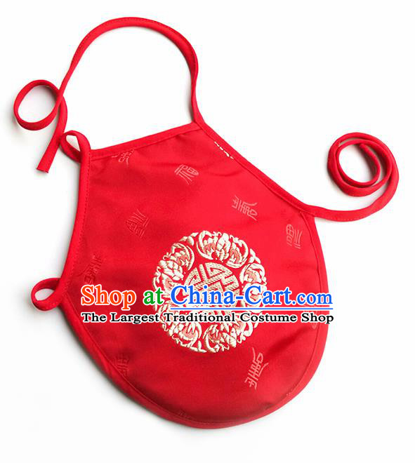 Chinese Classical Brocade Bellyband Traditional Baby Red Silk Stomachers for Kids