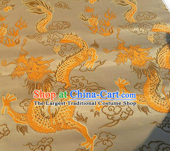 Asian Chinese Traditional Fabric Golden Brocade Silk Material Classical Dragon Pattern Design Satin Drapery