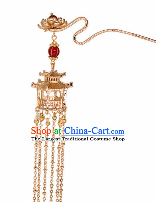 Chinese Traditional Handmade Hair Accessories Ancient Lotus Tassel Hairpins for Women