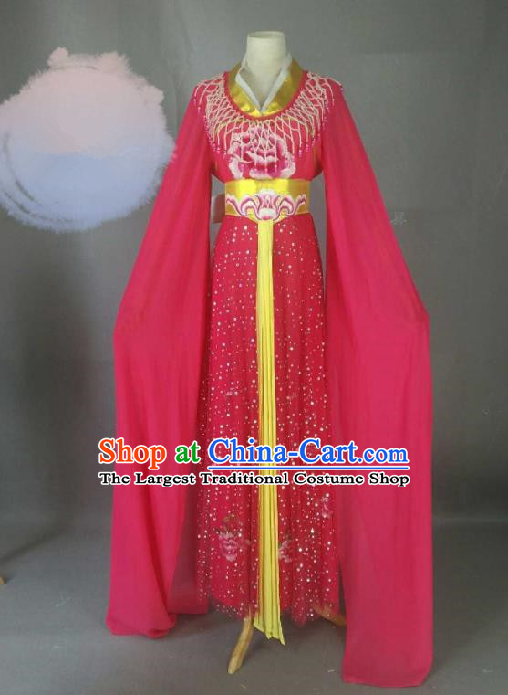 Chinese Traditional Peking Opera Princess Rosy Costumes Ancient Fairy Dress for Adults