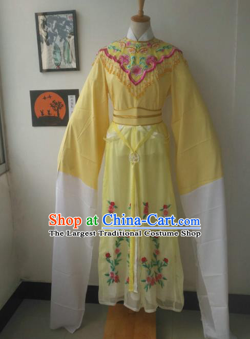 Chinese Traditional Peking Opera Princess Costumes Ancient Fairy Yellow Dress for Adults