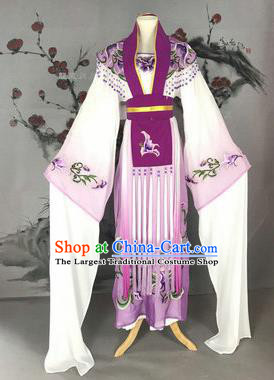 Chinese Traditional Peking Opera Actress Costumes Ancient Imperial Concubine Embroidered Purple Dress for Adults