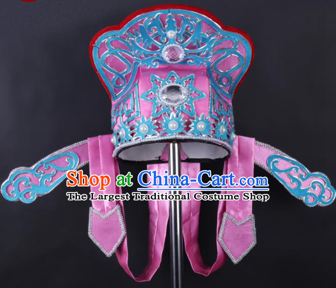 Chinese Traditional Peking Opera Niche Pink Hat Ancient Gifted Scholar Headwear for Adults