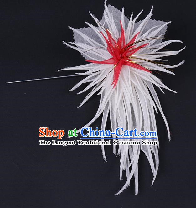 Chinese Traditional Peking Opera Hair Accessories Ancient White Chrysanthemum Hairpins for Women