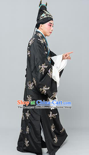 Chinese Traditional Peking Opera Niche Costume Ancient Gifted Scholar Black Butterfly Robe for Adults