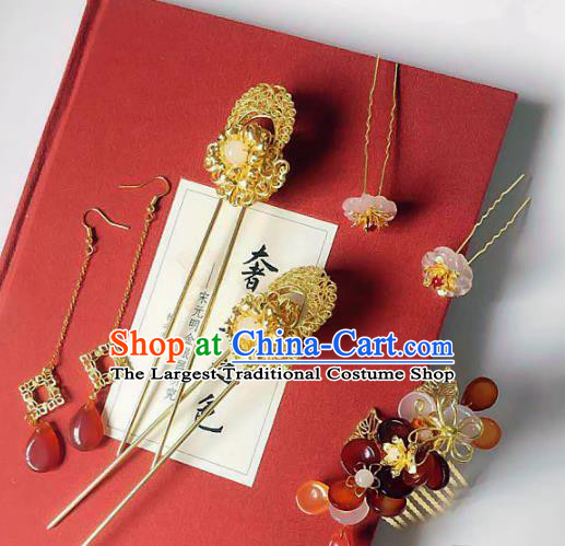 Handmade Chinese Ancient Hair Accessories Hanfu Hair Comb Hairpins Complete Set for Women
