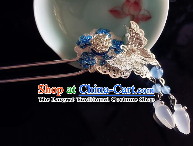 Chinese Handmade Ancient Butterfly Mangnolia Hair Clip Hair Accessories Hanfu Hairpins for Women