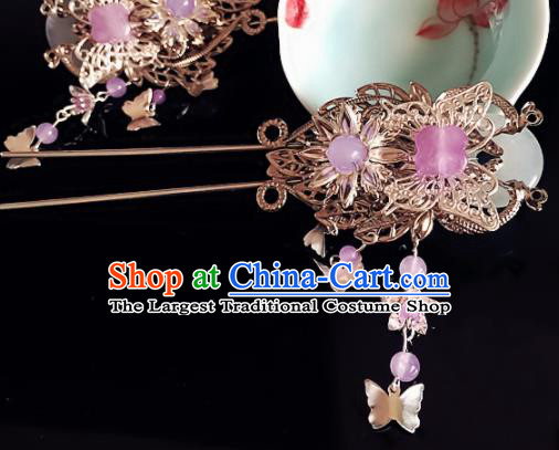 Chinese Handmade Ancient Princess Hair Accessories Hanfu Butterfly Hairpins for Women