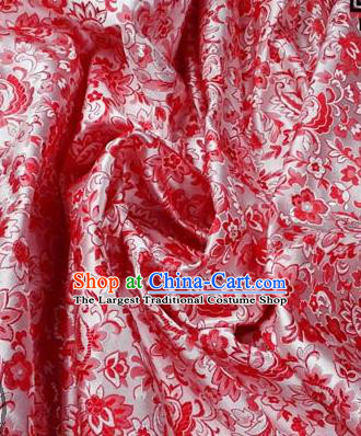 Asian Chinese Traditional Tang Suit Fabric Brocade Silk Material Classical Cherry Blossom Pattern Design Drapery