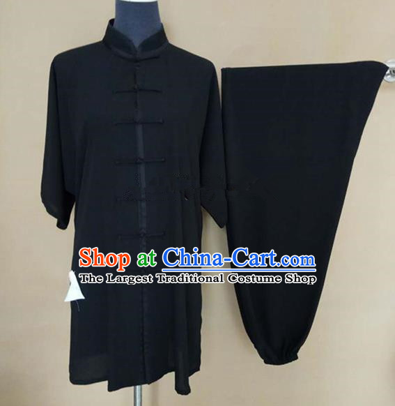 Chinese Traditional Martial Arts Black Costumes Tai Chi Tai Ji Training Clothing for Adults