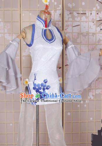 Chinese Traditional Cosplay Costumes Ancient White Qipao Dress for Women