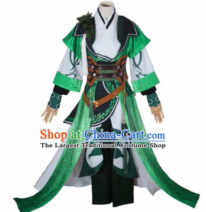 Chinese Traditional Cosplay Prince Green Costumes Ancient Swordsman Clothing for Men