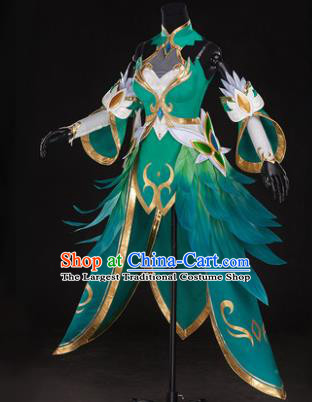 Top Grade Chinese Cosplay Princess Costumes Halloween Cartoon Characters Swordswoman Green Dress for Women