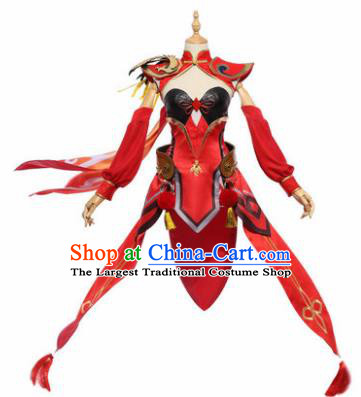 Top Grade Chinese Cosplay Princess Costumes Halloween Cartoon Characters Swordswoman Red Dress for Women