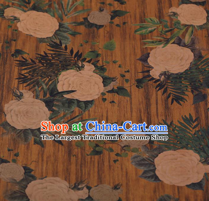 Chinese Crepe Satin Plain Palace Peony Pattern Traditional Cheongsam Silk Fabric Chinese Fabric Asian Material