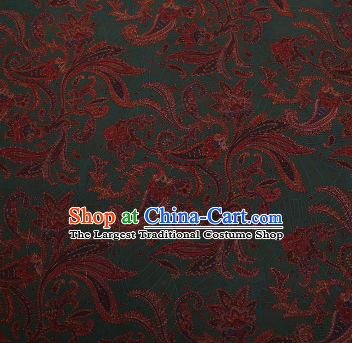 Chinese Traditional Cheongsam Silk Fabric Palace Pattern Green Satin Plain Gambiered Guangdong Gauze