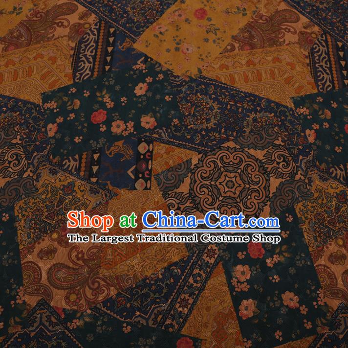 Chinese Traditional Cheongsam Crepe Satin Plain Palace Pattern Gambiered Guangdong Gauze Silk Fabric